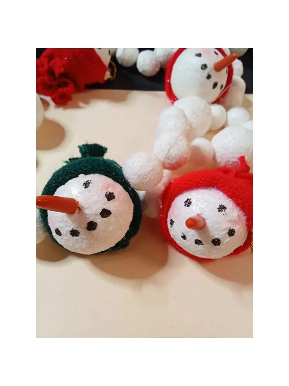 Set of 2 Vintage Snowman Head Garlands 12+ Feet Total Holiday Decor